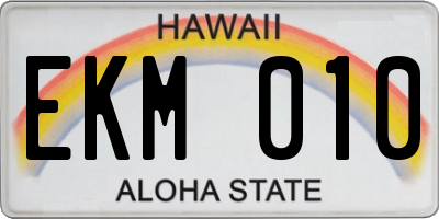 HI license plate EKM010
