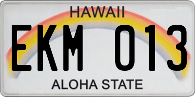 HI license plate EKM013