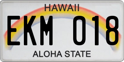 HI license plate EKM018
