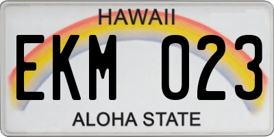 HI license plate EKM023