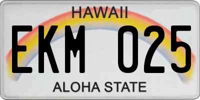 HI license plate EKM025