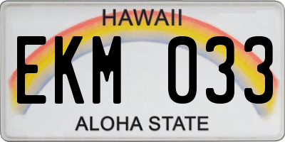 HI license plate EKM033