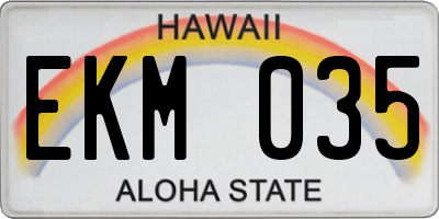 HI license plate EKM035
