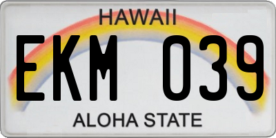 HI license plate EKM039
