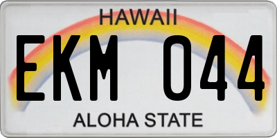 HI license plate EKM044