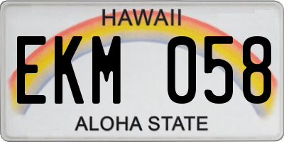 HI license plate EKM058