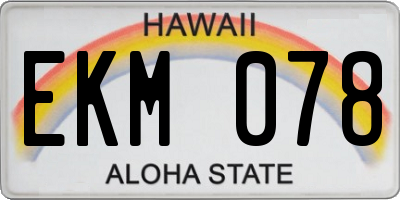 HI license plate EKM078