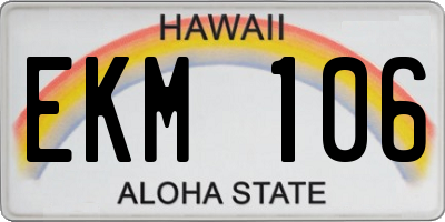 HI license plate EKM106