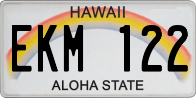 HI license plate EKM122