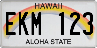 HI license plate EKM123
