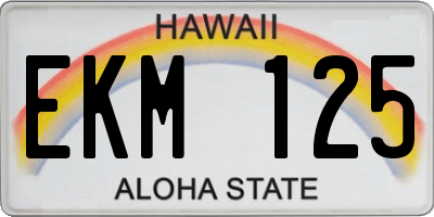 HI license plate EKM125