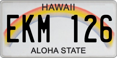 HI license plate EKM126