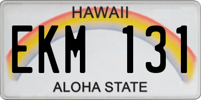 HI license plate EKM131