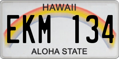 HI license plate EKM134
