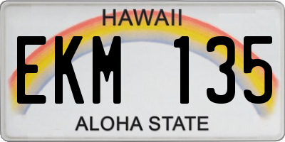 HI license plate EKM135
