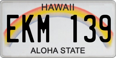 HI license plate EKM139