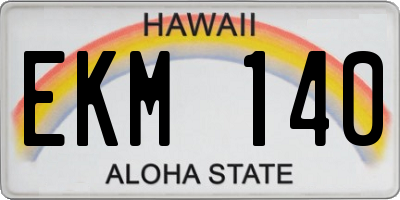 HI license plate EKM140