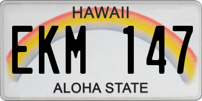 HI license plate EKM147
