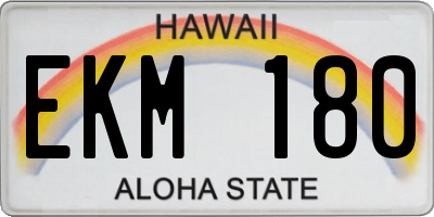 HI license plate EKM180