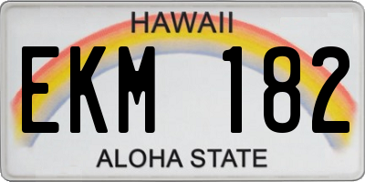 HI license plate EKM182