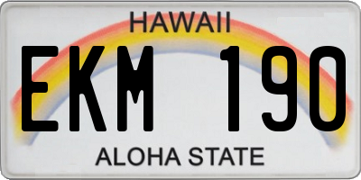 HI license plate EKM190