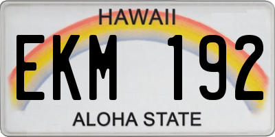 HI license plate EKM192