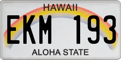 HI license plate EKM193