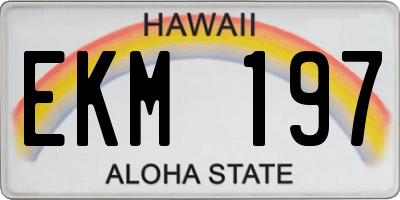 HI license plate EKM197