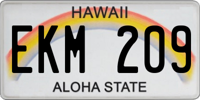 HI license plate EKM209