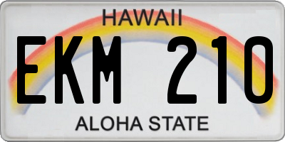 HI license plate EKM210