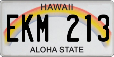 HI license plate EKM213
