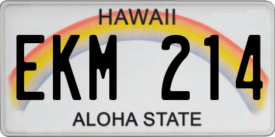 HI license plate EKM214