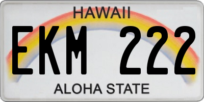 HI license plate EKM222
