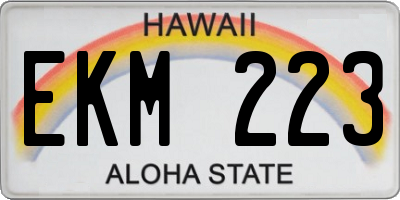 HI license plate EKM223