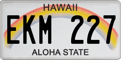 HI license plate EKM227