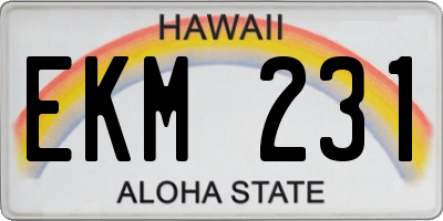 HI license plate EKM231