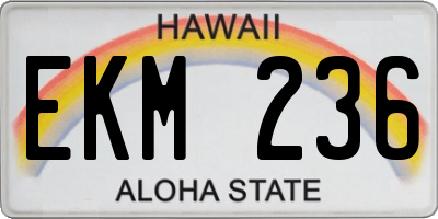 HI license plate EKM236