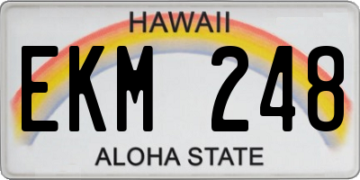 HI license plate EKM248