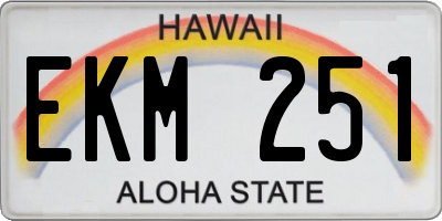 HI license plate EKM251
