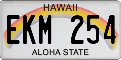 HI license plate EKM254