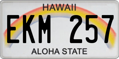 HI license plate EKM257
