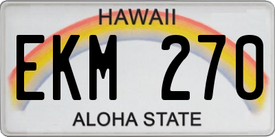 HI license plate EKM270