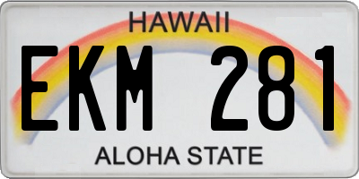 HI license plate EKM281