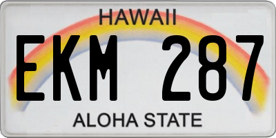 HI license plate EKM287