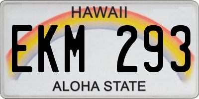HI license plate EKM293