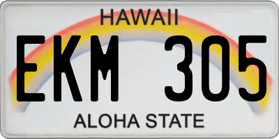 HI license plate EKM305