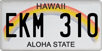 HI license plate EKM310