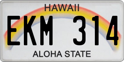 HI license plate EKM314