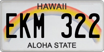 HI license plate EKM322