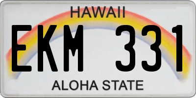 HI license plate EKM331